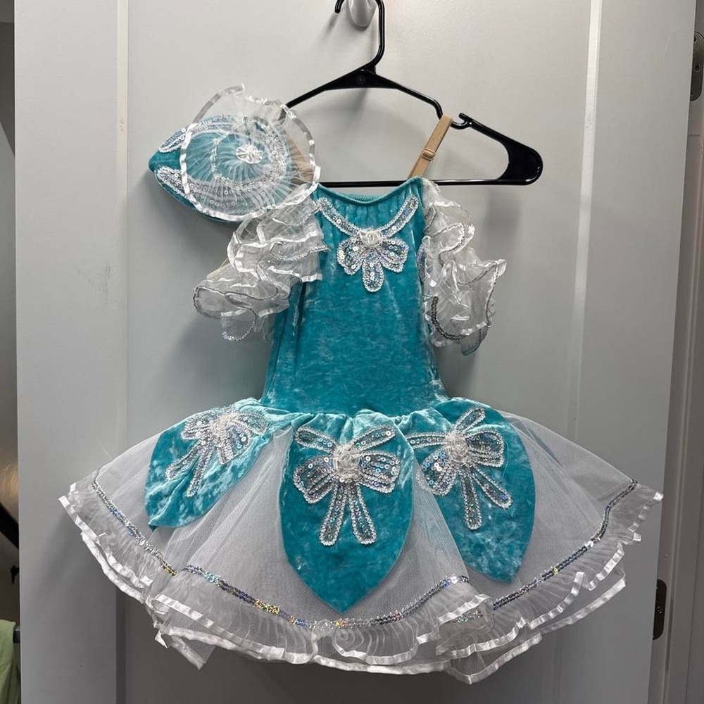 Revolution Dancewear Child Medium Blue Teal White Fairy Costume Halloween